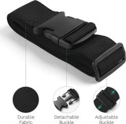 BOTC Kofferriem - 4 Stuks - 2 Bagagebanden + 2 Bagagelabels - 188 Cm * 5 Cm - Bagage Riem - Bagageband - Verstelbaar - Zwart -Bagage En Reistassen 1200x1184 9