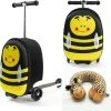 Rolkoffer Trolley Voor Kinderen | Geel | Trolley | Tas Kind | Bagagekoffer | Step Jongen | Vliegtuig Nekkussen | Step Met 3 Wielen | FDBW | Koffer Handbagage - 50 Kilo - Bouncy Box 40x20x25 Cm + Nekkussen Vliegtuig