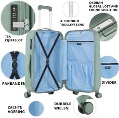 CarryOn Skyhopper Reiskoffer - 78cm TSA Trolley Met OKOBAN - Dubbele Wielen - Olijf -Bagage En Reistassen 1200x1188 5
