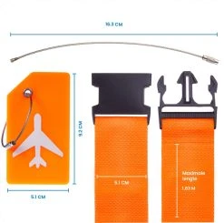 YONO Kofferriem Met Kofferlabel - 2 Kofferband En 2 Bagagelabel - Dubbele Bagage Riem Verstelbaar - 4 Pack - Oranje -Bagage En Reistassen 1200x1189 8