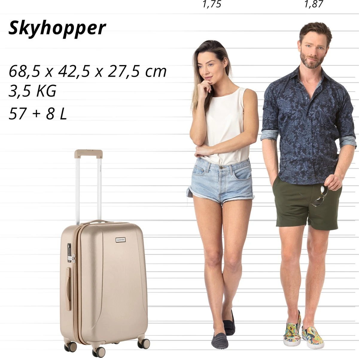 CarryOn Skyhopper Reiskoffer – 68.5cm TSA Trolley Met Expander En OKOBAN - Champagne 9 CarryOn Skyhopper Reiskoffer – 68.5cm TSA Trolley Met Expander En OKOBAN - Champagne - Afbeelding 9