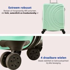 CabinMax Velocity Handbagage Koffer - Uitbreidbaar Trolley 44L - Harde Reiskoffer - 55x40x20/25 Cm - Lichtgewicht - Groot Capaciteit - Mint Groen -Bagage En Reistassen 1200x1195