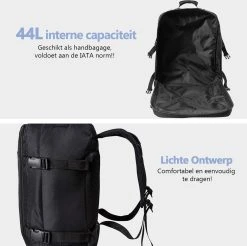 CabinMax Metz Reistas– Handbagage 44L- Rugzak – Schooltas - Backpack 55x40x20cm – Lichtgewicht - Zwart (MZ BK) 14 CabinMax Metz Reistas– Handbagage 44L- Rugzak – Schooltas - Backpack 55x40x20cm – Lichtgewicht - Zwart (MZ BK) -Bagage En Reistassen 1200x1197 7