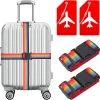YONO Kofferriem Met Kofferlabel - 2 Kofferband En 2 Bagagelabel - Dubbele Bagage Riem Verstelbaar - 4 Pack - Regenboog