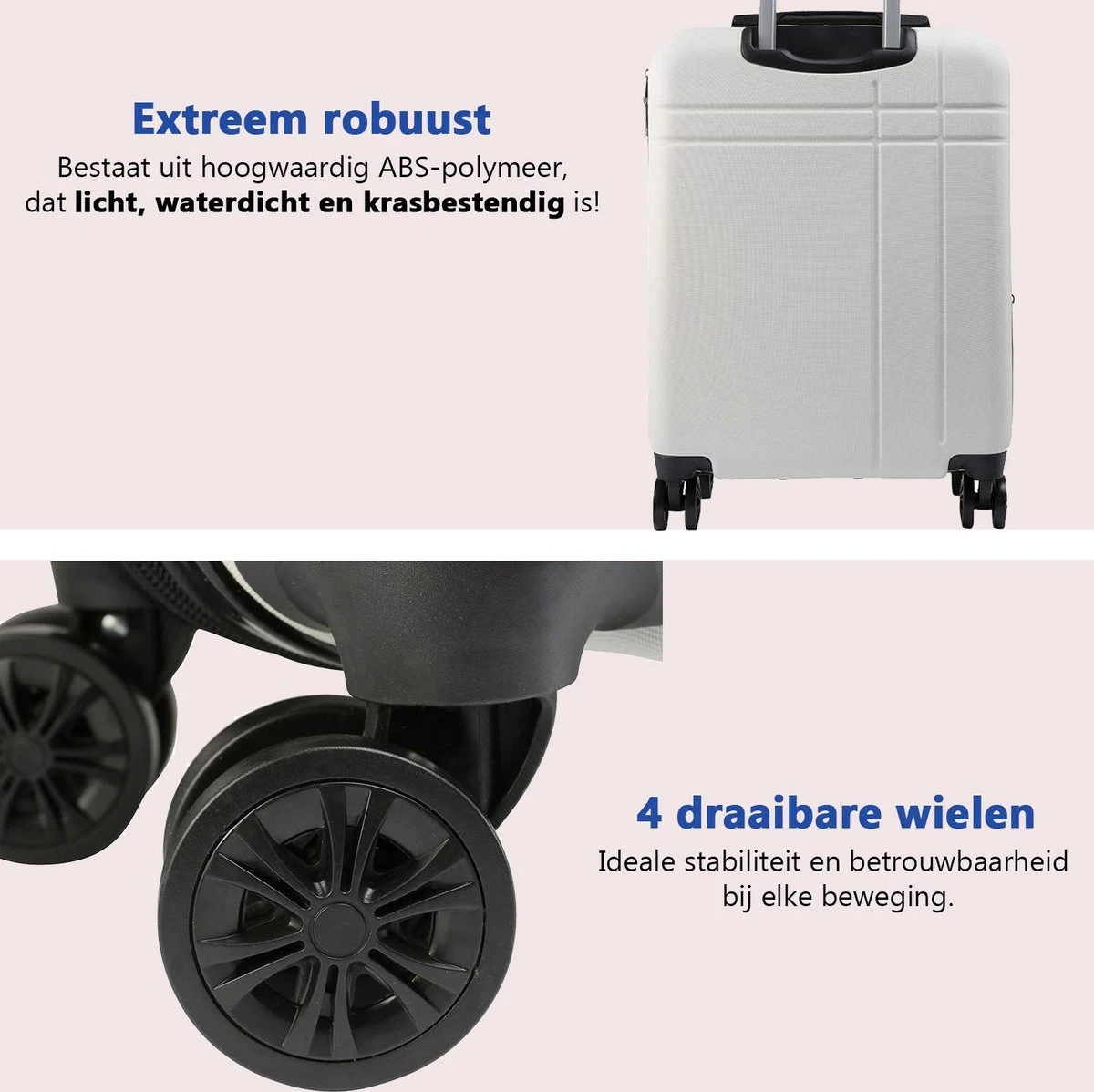 CabinMax Velocity Handbagage Koffer - Uitbreidbaar Trolley 44L - Harde Reiskoffer - 55x40x20/25 Cm - Lichtgewicht - Groot Capaciteit - Wit 4 CabinMax Velocity Handbagage Koffer - Uitbreidbaar Trolley 44L - Harde Reiskoffer - 55x40x20/25 Cm - Lichtgewicht - Groot Capaciteit - Wit - Afbeelding 4