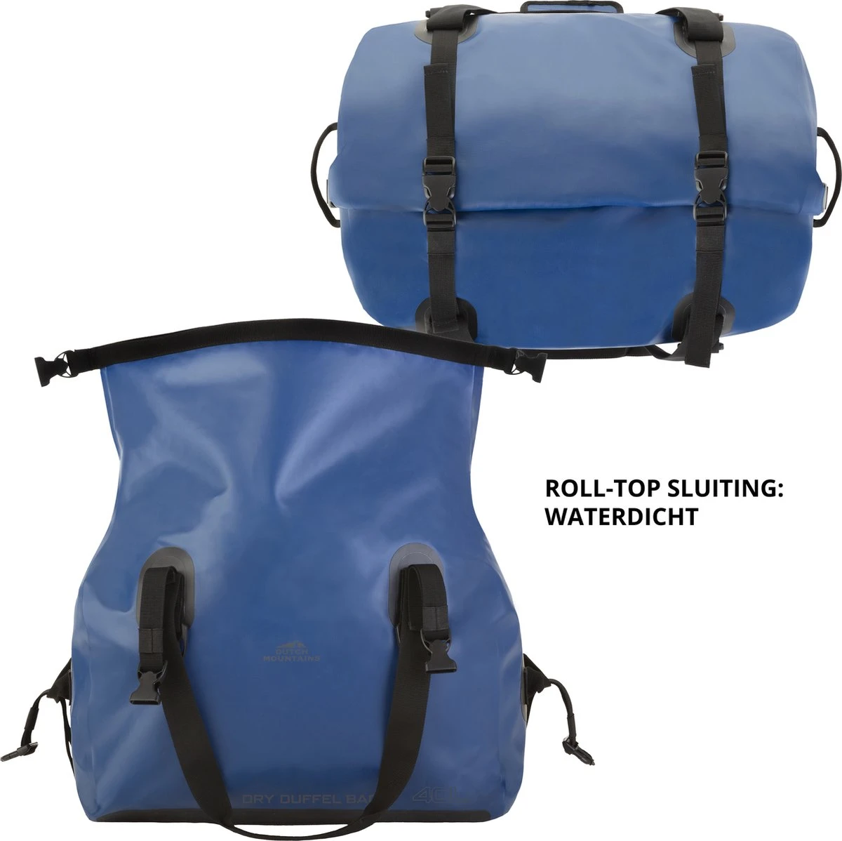 Dutch Mountains Reistas 40ltr – Waterdichte Duffelbag – Sporttas – Travelbag - Roll-top Sluiting – Blauw 8 Dutch Mountains Reistas 40ltr – Waterdichte Duffelbag – Sporttas – Travelbag - Roll-top Sluiting – Blauw - Afbeelding 8