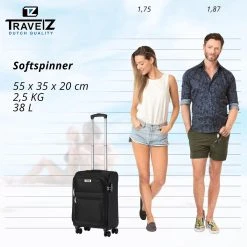 TravelZ Softspinner TSA Handbagagekoffer 55cm - Zachte Reiskoffer Dubbele Wielen – Zwart 11 TravelZ Softspinner TSA Handbagagekoffer 55cm - Zachte Reiskoffer Dubbele Wielen – Zwart -Bagage En Reistassen 1200x1199 12