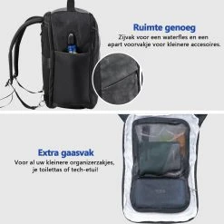 CabinMax Manhatten XL – Handbagage 20L – Rugzak Met USB Poort– Schooltas - 40x20x25 Cm – Compact Reistas – Lichtgewicht – Grijs/Zwart -Bagage En Reistassen 1200x1199 22