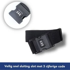 Kofferriem Met Naam En Adres Labels | Kofferband | BagageRiem | Bagageband | 180 CM | Zwart | 3-cijfer Slot | 2 Gratis Naamplaatjes Erbij | Bagagelabel | -Bagage En Reistassen 1200x1199 24