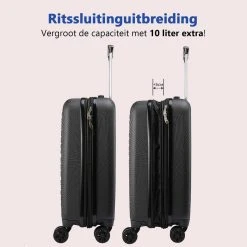 CabinMax Velocity Handbagage Koffer - Uitbreidbaar Trolley 44L - Harde Reiskoffer - 55x40x20/25 Cm - Lichtgewicht - Groot Capaciteit - Zwart -Bagage En Reistassen 1200x1200 1002