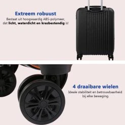CabinMax Velocity Handbagage Koffer - Uitbreidbaar Trolley 44L - Harde Reiskoffer - 55x40x20/25 Cm - Lichtgewicht - Groot Capaciteit - Zwart -Bagage En Reistassen 1200x1200 1003