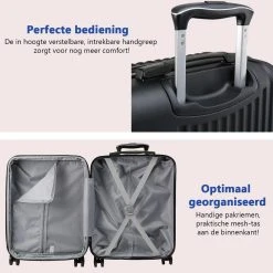 CabinMax Velocity Handbagage Koffer - Uitbreidbaar Trolley 44L - Harde Reiskoffer - 55x40x20/25 Cm - Lichtgewicht - Groot Capaciteit - Zwart -Bagage En Reistassen 1200x1200 1004