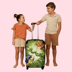 NoBoringSuitcases.com® Koffer Groot - Jungle - Dieren - Groen - Kinderen - Trolley Koffer Met TSA-slot - Met Wielen - 90 Liter - Reiskoffer - 66 Cm -Bagage En Reistassen 1200x1200 1024