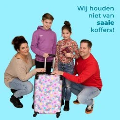 NoBoringSuitcases.com® Koffer Groot - Eenhoorn - Meisje - Patroon - Hartje - Trolley Koffer Met TSA-slot - Met Wielen - 90 Liter - Reiskoffer - 66 Cm -Bagage En Reistassen 1200x1200 1325