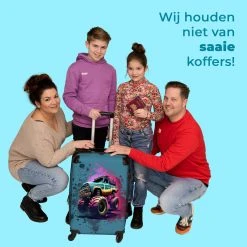 NoBoringSuitcases.com® Koffer Groot - Monstertruck - Verf - Graffiti - Roze - Neon - Trolley Koffer Met TSA-slot - Met Wielen - 90 Liter - Reiskoffer - 66 Cm -Bagage En Reistassen 1200x1200 1413