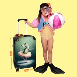 NoBoringSuitcases.com® Koffer Groot - Krokodil - Kroon - Goud - Ballet - Portret - Trolley Koffer Met TSA-slot - Met Wielen - 90 Liter - Reiskoffer - 66 Cm -Bagage En Reistassen 1200x1200 1448