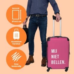 NoBoringSuitcases.com® Koffer Groot - Quotes - Spreuken - Mij Niet Bellen. - Roze - Wit - Trolley Koffer Met TSA-slot - Met Wielen - 90 Liter - Reiskoffer - 66 Cm -Bagage En Reistassen 1200x1200 1484