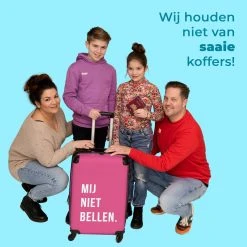 NoBoringSuitcases.com® Koffer Groot - Quotes - Spreuken - Mij Niet Bellen. - Roze - Wit - Trolley Koffer Met TSA-slot - Met Wielen - 90 Liter - Reiskoffer - 66 Cm -Bagage En Reistassen 1200x1200 1486