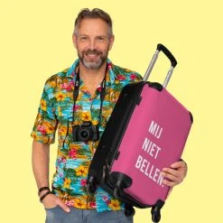 NoBoringSuitcases.com® Koffer Groot - Quotes - Spreuken - Mij Niet Bellen. - Roze - Wit - Trolley Koffer Met TSA-slot - Met Wielen - 90 Liter - Reiskoffer - 66 Cm -Bagage En Reistassen 1200x1200 1487