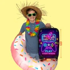 NoBoringSuitcases.com® Koffer Groot - Gaming - Console - Neon - Jongens - Trolley Koffer Met TSA-slot - Met Wielen - 90 Liter - Reiskoffer - 66 Cm -Bagage En Reistassen 1200x1200 1693