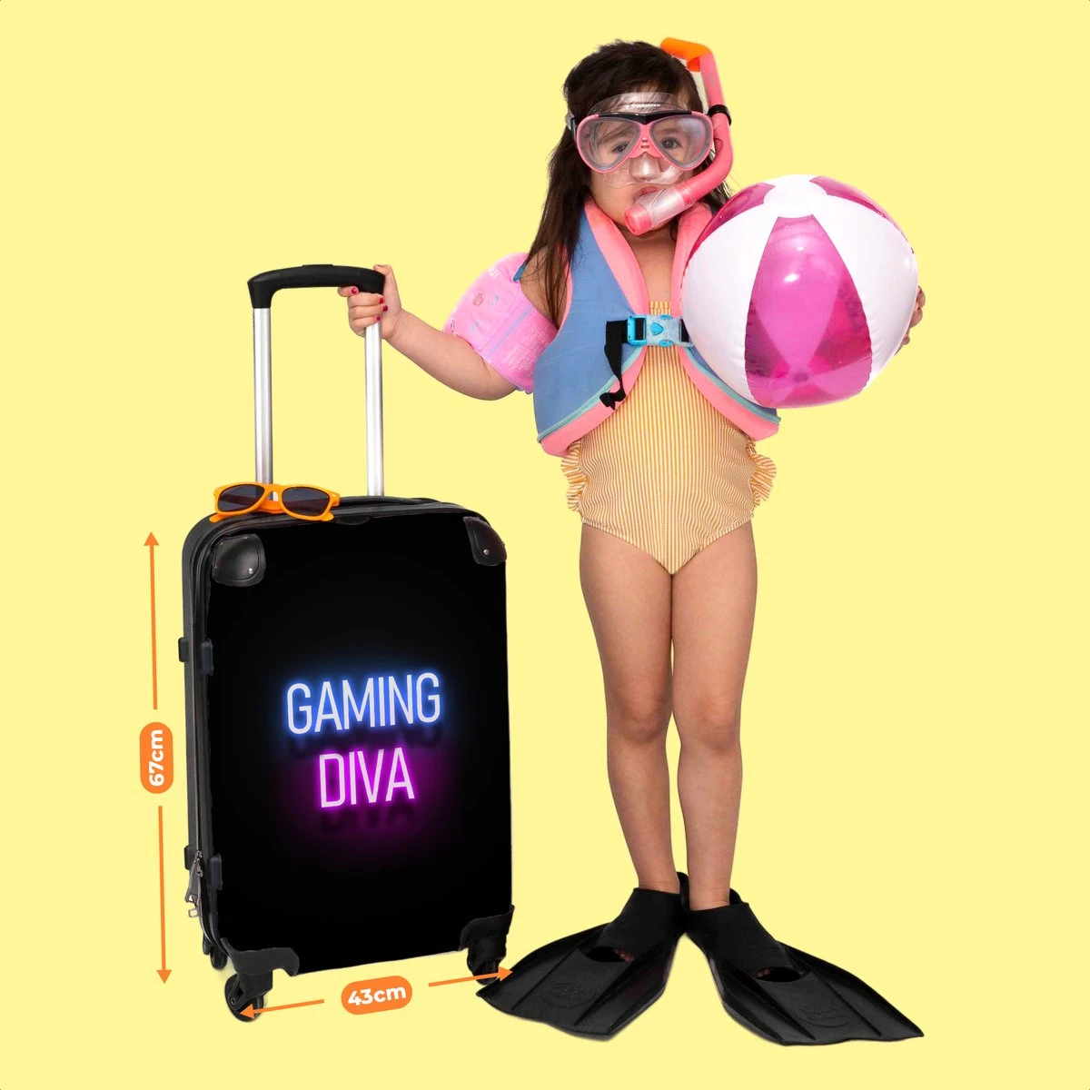 NoBoringSuitcases.com® Koffer Groot - Gaming - Quotes - Neon - Gaming Diva - Vrouwen - Trolley Koffer Met TSA-slot - Met Wielen - 90 Liter - Reiskoffer - 66 Cm 6 NoBoringSuitcases.com® Koffer Groot - Gaming - Quotes - Neon - Gaming Diva - Vrouwen - Trolley Koffer Met TSA-slot - Met Wielen - 90 Liter - Reiskoffer - 66 Cm - Afbeelding 6