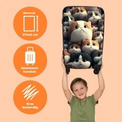 NoBoringSuitcases.com® Koffer Groot - Kat - Huisdieren - Poes - Bruin - Grijs - Trolley Koffer Met TSA-slot - Met Wielen - 90 Liter - Reiskoffer - 66 Cm -Bagage En Reistassen 1200x1200 1765