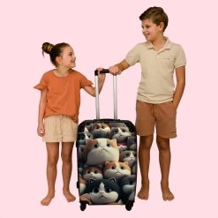 NoBoringSuitcases.com® Koffer Groot - Kat - Huisdieren - Poes - Bruin - Grijs - Trolley Koffer Met TSA-slot - Met Wielen - 90 Liter - Reiskoffer - 66 Cm -Bagage En Reistassen 1200x1200 1769