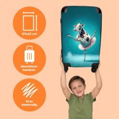 NoBoringSuitcases.com® Koffer Groot - Koe - Ballet - Portret - Blauw - Dieren - Trolley Koffer Met TSA-slot - Met Wielen - 90 Liter - Reiskoffer - 66 Cm -Bagage En Reistassen 1200x1200 1772