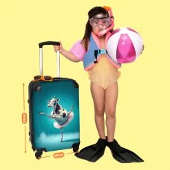 NoBoringSuitcases.com® Koffer Groot - Koe - Ballet - Portret - Blauw - Dieren - Trolley Koffer Met TSA-slot - Met Wielen - 90 Liter - Reiskoffer - 66 Cm -Bagage En Reistassen 1200x1200 1775