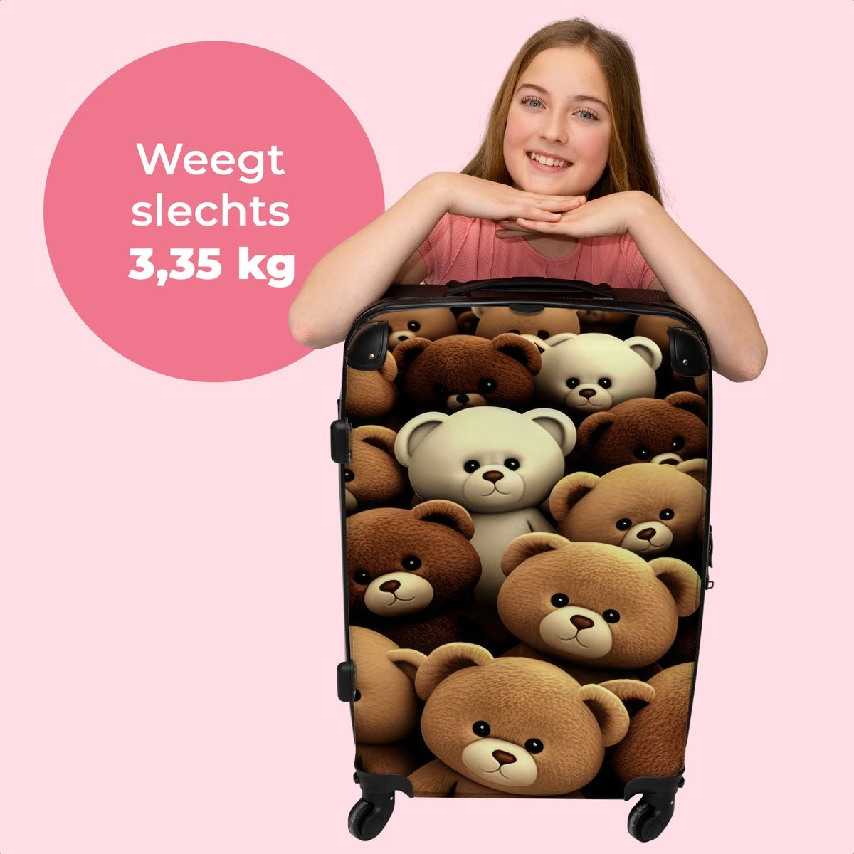 NoBoringSuitcases.com® Koffer Groot - Teddybeer - Knuffel - Bruin - Beer - Trolley Koffer Met TSA-slot - Met Wielen - 90 Liter - Reiskoffer - 66 Cm 2 NoBoringSuitcases.com® Koffer Groot - Teddybeer - Knuffel - Bruin - Beer - Trolley Koffer Met TSA-slot - Met Wielen - 90 Liter - Reiskoffer - 66 Cm - Afbeelding 2