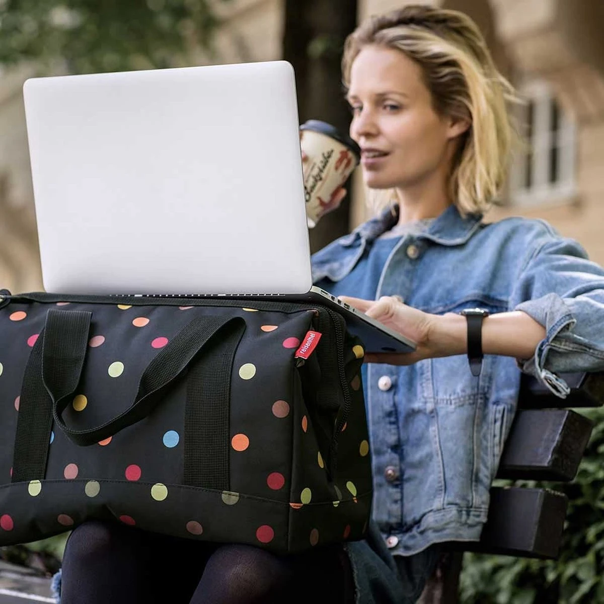 Reisenthel Allrounder M Reistas Sporttas - Maat M - 18L - Dots Zwart 8 Reisenthel Allrounder M Reistas Sporttas - Maat M - 18L - Dots Zwart - Afbeelding 8