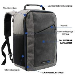 CabinMax Manhatten – Handbagage 20L – Rugzak – Schooltas - 40x20x25 Cm – Compact Reistas – Lichtgewicht – Grijs/Blauw 16 CabinMax Manhatten – Handbagage 20L – Rugzak – Schooltas - 40x20x25 Cm – Compact Reistas – Lichtgewicht – Grijs/Blauw -Bagage En Reistassen 1200x1200 1831
