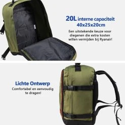CabinMax Metz Reistas – Handbagage 20L – Rugzak – Schooltas - 40x25x20 Cm – Compact Backpack – Lichtgewicht – Khaki 32 CabinMax Metz Reistas – Handbagage 20L – Rugzak – Schooltas - 40x25x20 Cm – Compact Backpack – Lichtgewicht – Khaki -Bagage En Reistassen 1200x1200 1877