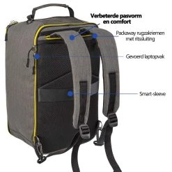 CabinMax Manhatten – Handbagage 20L – Rugzak – Schooltas - 40x20x25 Cm – Compact Reistas – Lichtgewicht – Grijs/Geel -Bagage En Reistassen 1200x1200 1882
