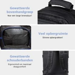 CabinMax Metz Reistas– Handbagage 44L- Rugzak – Schooltas - Backpack 55x40x20cm – Lichtgewicht - Zwart (MZ BK) 12 CabinMax Metz Reistas– Handbagage 44L- Rugzak – Schooltas - Backpack 55x40x20cm – Lichtgewicht - Zwart (MZ BK) -Bagage En Reistassen 1200x1200 2135