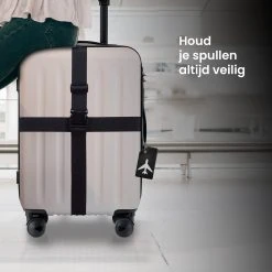 YONO Kofferriem Met Kofferlabel - 2 Kofferband En 2 Bagagelabel - Dubbele Bagage Riem Verstelbaar - 4 Pack - Zwart -Bagage En Reistassen 1200x1200 2252