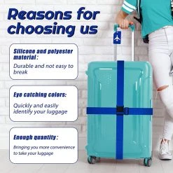 BOTC Kofferriem - 4 Stuks - 2 Bagagebanden + 2 Bagagelabels - 188 Cm * 5 Cm - Bagage Riem - Bagageband - Verstelbaar - Blauw -Bagage En Reistassen 1200x1200 2256