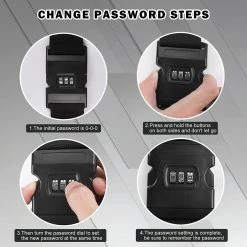 BOTC Kofferriem Met TSA Cijfer Slot - 4 Stuks - 2 Kofferriem Met Cijferslot + 2 Bagagelabels - 200 Cm * 5 Cm - Bagage Riem - Bagageband - Verstelbaar - Zwart -Bagage En Reistassen 1200x1200 2270