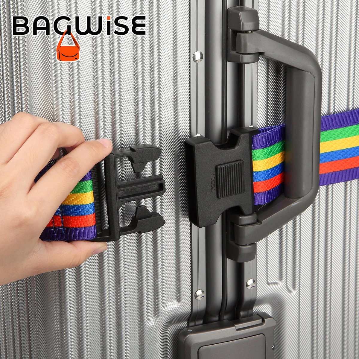 2 X Kofferriem - Bagage Band - Luggage Belt - Bagage Gordel - Met SlideLock En Adreslabel - Afstelbaar - 200 Cm X 5 Cm - Rainbow 4 2 X Kofferriem - Bagage Band - Luggage Belt - Bagage Gordel - Met SlideLock En Adreslabel - Afstelbaar - 200 Cm X 5 Cm - Rainbow - Afbeelding 4