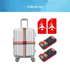 YONO Kofferriem Met Kofferlabel - 2 Kofferband En 2 Bagagelabel - Dubbele Bagage Riem Verstelbaar - 4 Pack - Regenboog -Bagage En Reistassen 1200x1200 2275