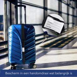 Kofferriem Met Naam En Adres Labels | Kofferband | BagageRiem | Bagageband | 180 CM | Zwart | 3-cijfer Slot | 2 Gratis Naamplaatjes Erbij | Bagagelabel | -Bagage En Reistassen 1200x1200 2281
