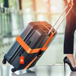 BOTC Kofferriem - 4 Stuks - 2 Bagagebanden + 2 Bagagelabels - 188 Cm * 5 Cm - Bagage Riem - Bagageband - Verstelbaar - Oranje -Bagage En Reistassen 1200x1200 2301