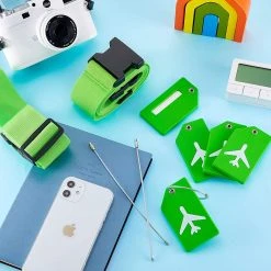 BOTC Kofferriem - 4 Stuks - 2 Bagagebanden + 2 Bagagelabels - 188 Cm * 5 Cm - Bagage Riem - Bagageband - Verstelbaar - Groen -Bagage En Reistassen 1200x1200 2306