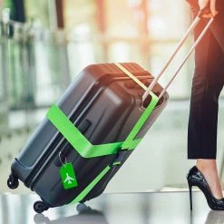 BOTC Kofferriem - 4 Stuks - 2 Bagagebanden + 2 Bagagelabels - 188 Cm * 5 Cm - Bagage Riem - Bagageband - Verstelbaar - Groen -Bagage En Reistassen 1200x1200 2307