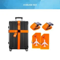YONO Kofferriem Met Kofferlabel - 2 Kofferband En 2 Bagagelabel - Dubbele Bagage Riem Verstelbaar - 4 Pack - Oranje -Bagage En Reistassen 1200x1200 2314