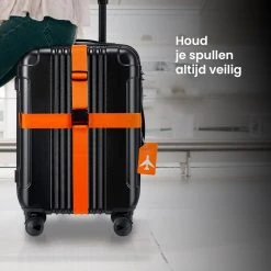 YONO Kofferriem Met Kofferlabel - 2 Kofferband En 2 Bagagelabel - Dubbele Bagage Riem Verstelbaar - 4 Pack - Oranje -Bagage En Reistassen 1200x1200 2315
