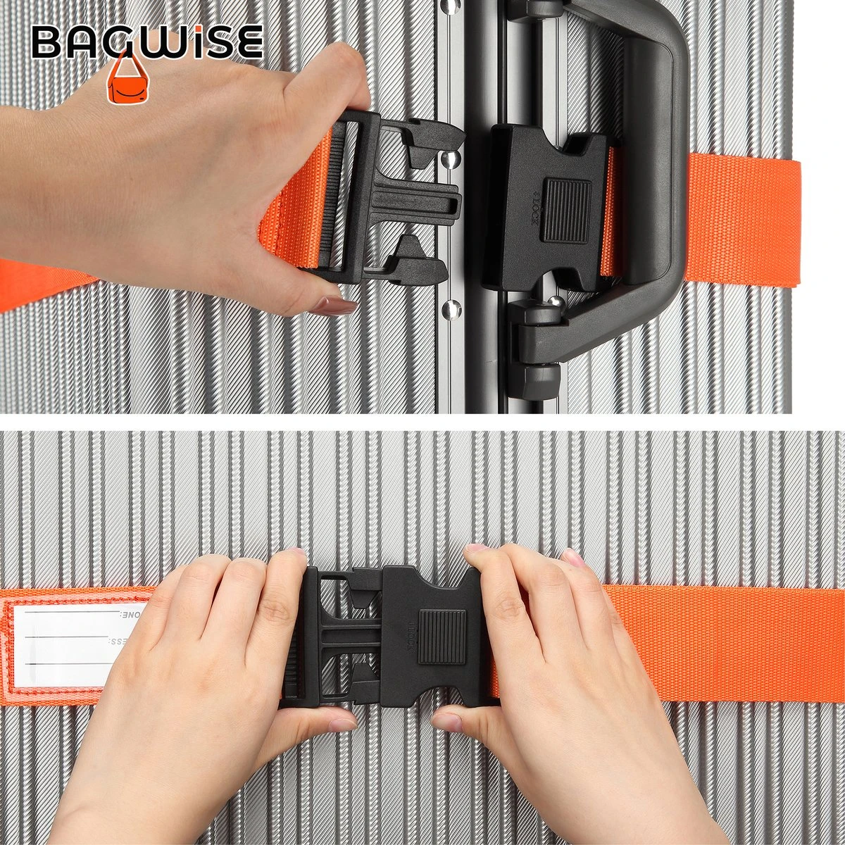 2 X Kofferriem - Bagage Band - Luggage Belt - Bagage Gordel - Met SlideLock En Adreslabel - Afstelbaar - 200cm X 5cm - Oranje 4 2 X Kofferriem - Bagage Band - Luggage Belt - Bagage Gordel - Met SlideLock En Adreslabel - Afstelbaar - 200cm X 5cm - Oranje - Afbeelding 4