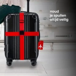 YONO Kofferriem Met Kofferlabel - 2 Kofferband En 2 Bagagelabel - Dubbele Bagage Riem Verstelbaar - 4 Pack - Rood -Bagage En Reistassen 1200x1200 2321