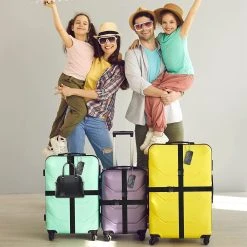 BOTC Kofferriem - 4 Stuks - 2 Bagagebanden + 2 Bagagelabels - 188 Cm * 5 Cm - Bagage Riem - Bagageband - Verstelbaar - Zwart -Bagage En Reistassen 1200x1200 2332