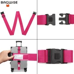 2 X Kofferriem - Bagage Band - Luggage Belt - Bagage Gordel - Met SlideLock En Adreslabel - Afstelbaar - 200cm X 5cm - Roze -Bagage En Reistassen 1200x1200 2334